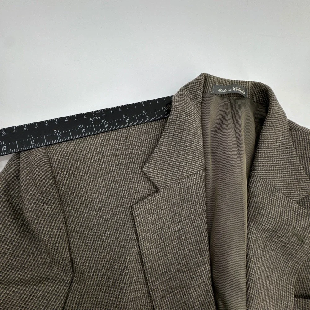 Oscar‎ de la Renta Mens Blazer 44R Gray Micro Houndstooth Two Button Sport Coat